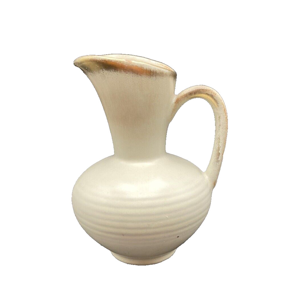 Vintage Art Pottery Pitcher Ewer White Gold MCM Carstens Tonnieshof Germany 462